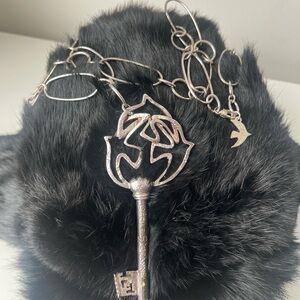 RARE Cécile & Jeanne DOVE LOVE Silver Key Pendant & Necklace